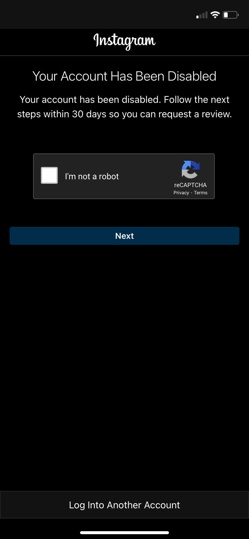 Notification of the deactivation